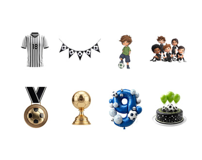 Soccer Clipart png Bundle, Boys Soccer Clipart, Watercolor Soccer Clipart png, Football Clipart Bundle, Soccer Baby Shower Clipart