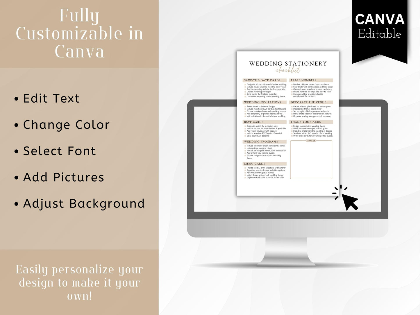 Editable Wedding Planner Checklist: Canva Template (PDF Download