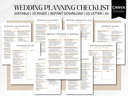Editable Wedding Planner Checklist: Canva Template (PDF Download