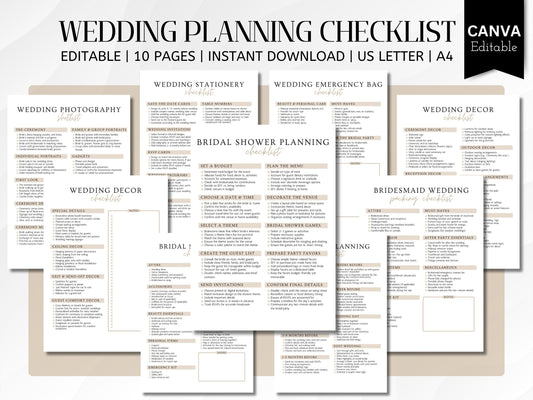 Editable Wedding Planner Checklist: Canva Template (PDF Download