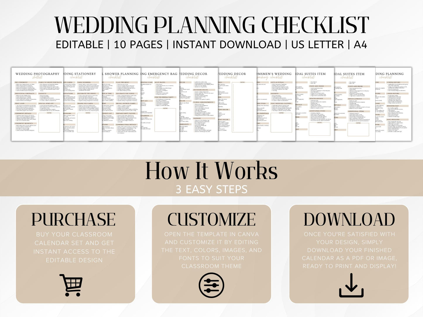 Editable Wedding Planner Checklist: Canva Template (PDF Download