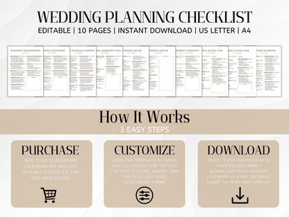Editable Wedding Planner Checklist: Canva Template (PDF Download
