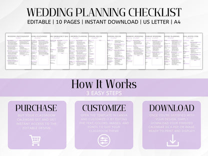 Editable Wedding Planner Checklist: Canva Template (PDF Downloadable Link Included)