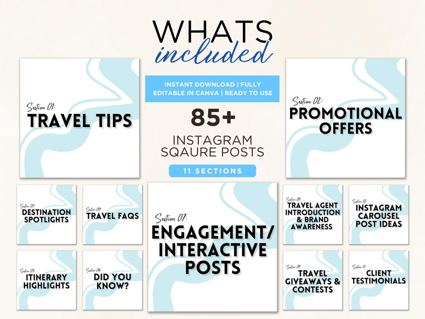 Travel Agent Social Media Templates: Canva Instagram Posts (Digital Download 1080x1080px)