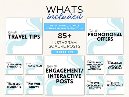Travel Agent Social Media Templates: Canva Instagram Posts (Digital Download 1080x1080px)
