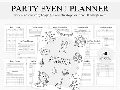 Party Planner Bundle, Editable Party Planner Template, Event Planner Template, Event Organiser Template, Event Planner Notebook