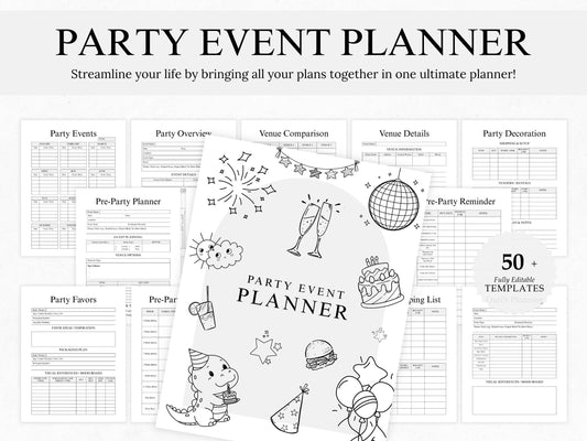 Party Planner Bundle, Editable Party Planner Template, Event Planner Template, Event Organiser Template, Event Planner Notebook