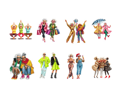 19 Funny Friends Clipart Bundle png, Friends Clipart, Hugging Friends Clipart, Stylish Women Clipart, Best Friends Fashion Clipart