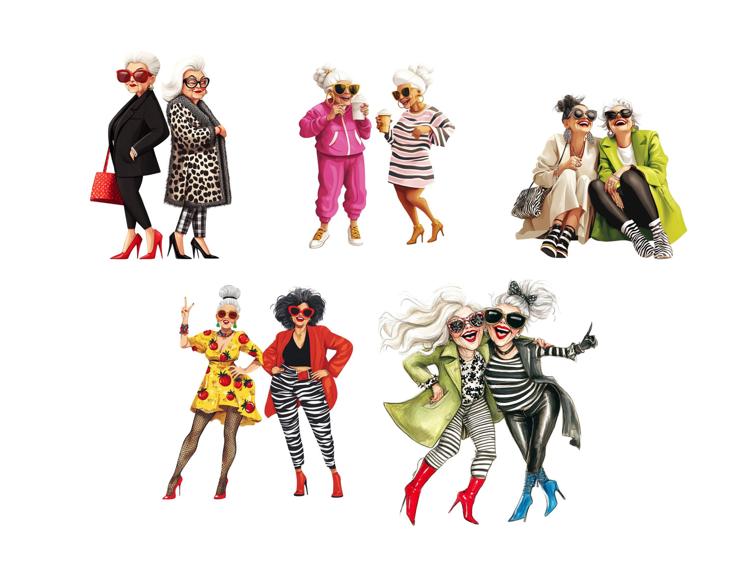 19 Funny Friends Clipart Bundle png, Friends Clipart, Hugging Friends Clipart, Stylish Women Clipart, Best Friends Fashion Clipart