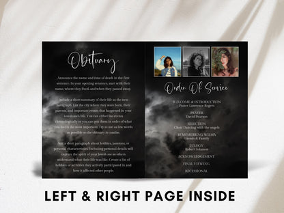 Editable Funeral Program Template: In Loving Memory, Celebration of Life (Canva, Digital Download)
