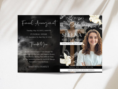 Editable Funeral Program Template: In Loving Memory, Celebration of Life (Canva, Digital Download)