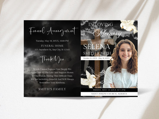 Editable Funeral Program Template: In Loving Memory, Celebration of Life (Canva, Digital Download)