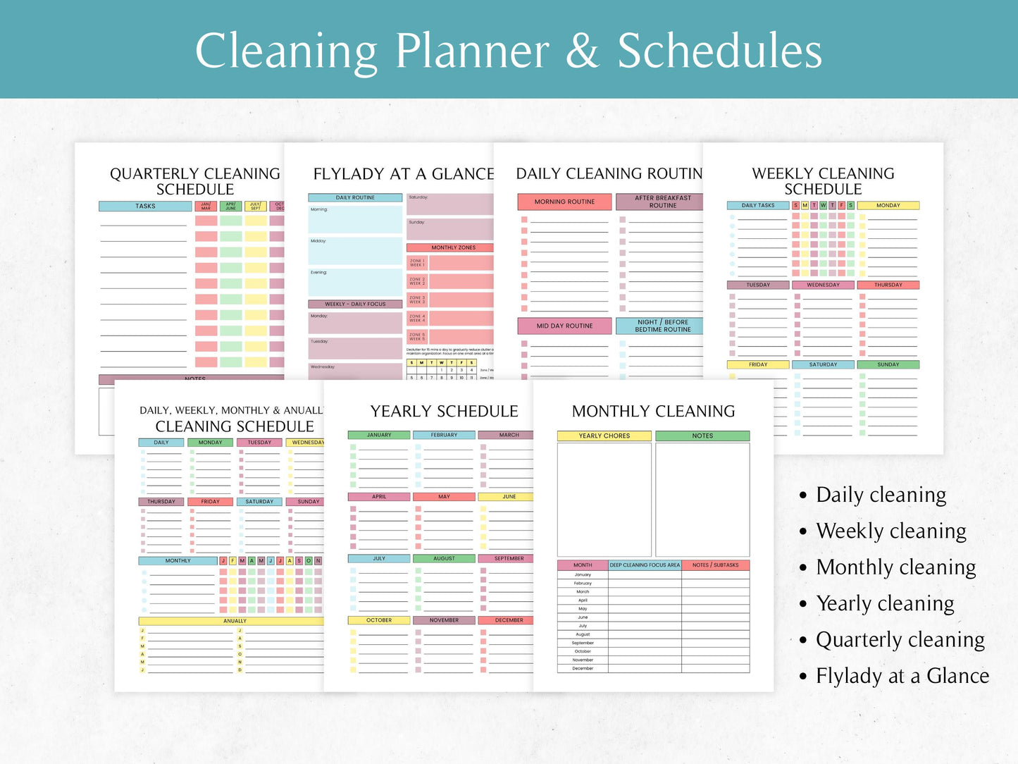 ADHD Cleaning Planner, Home Cleaning Schedule (Instant Download)