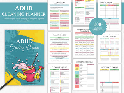 ADHD Cleaning Planner, Home Cleaning Schedule (Instant Download)
