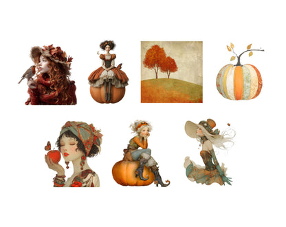 Herbstmädchen-Clipart-Bundle (PNG), Verspieltes Herbstmädchen-Clipart (PNG), Mädchen-Clipart (PNG), Niedliches Mädchen-Clipart, Modisches Mädchen-Clipart (PNG)