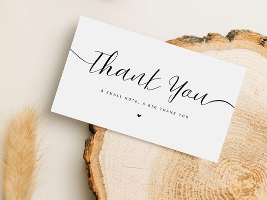 Minimalist Thank You Card Template: Editable Canva Design (3.5" x 2")