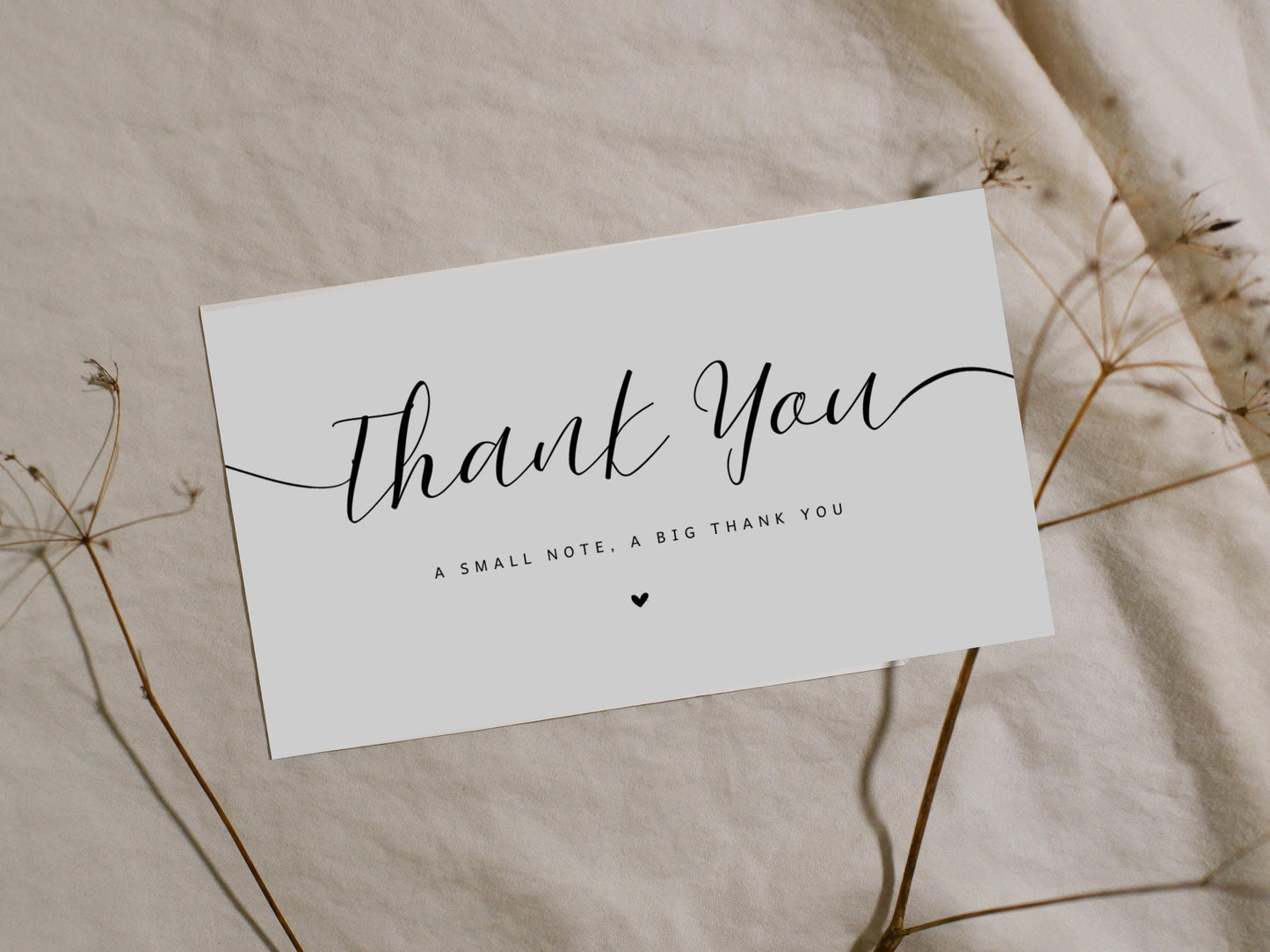 Minimalist Thank You Card Template: Editable Canva Design (3.5" x 2")