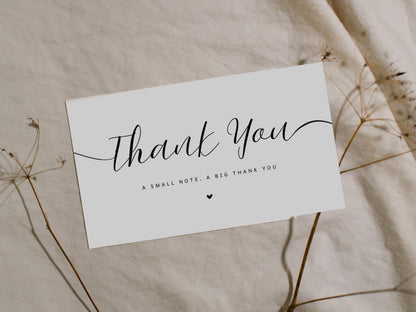 Minimalist Thank You Card Template: Editable Canva Design (3.5" x 2")