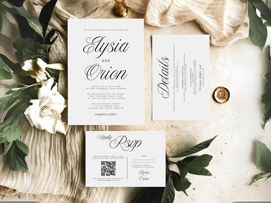 Minimalist Wedding Invitation Bundle: Editable Canva Template (Digital Download)