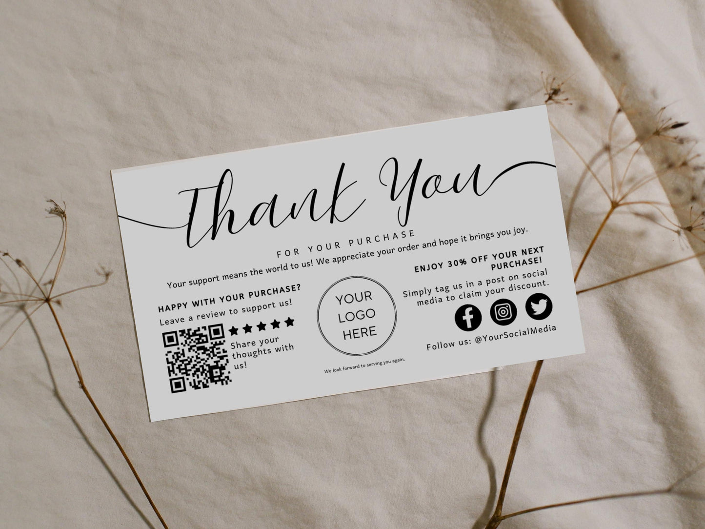Customizable Thank You Card Template: DIY Business Marketing (Canva)