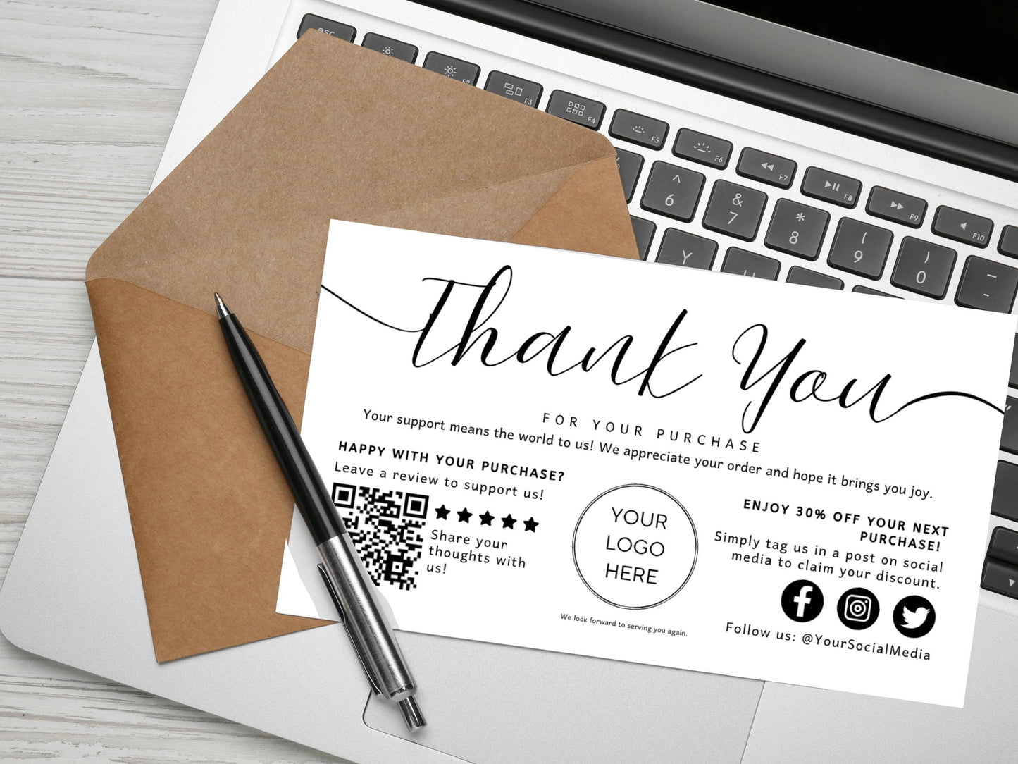 Customizable Thank You Card Template: DIY Business Marketing (Canva)