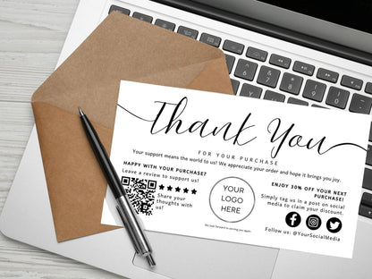 Customizable Thank You Card Template: DIY Business Marketing (Canva)
