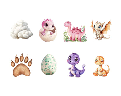 Dinosaurier-Clipart-Bundle (PNG), Niedliche Dinosaurier-Clipart, Dino-Clipart (PNG), Aquarell-Dinosaurier-Clipart (PNG), Babyparty, Dino-Geburtstags-Clipart