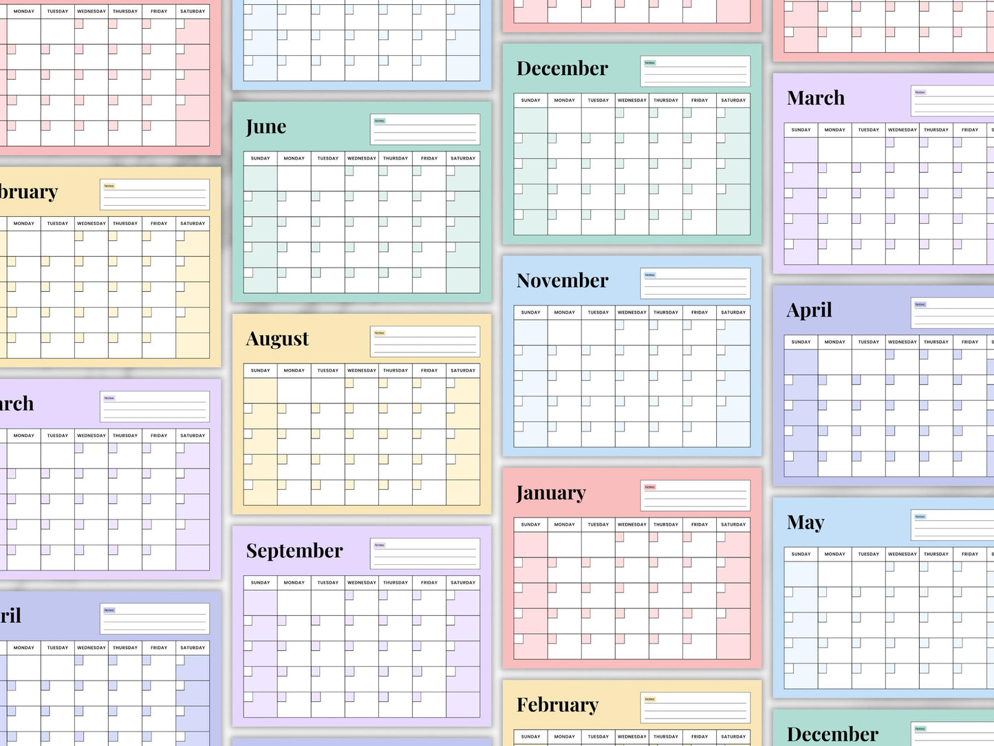 Editable Monthly Calendar Canva | Undated Printable Planning Template | 2026 Blank Monthly Calendar | Instant Download