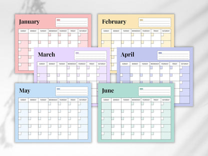 Editable Monthly Calendar Canva | Undated Printable Planning Template | 2026 Blank Monthly Calendar | Instant Download