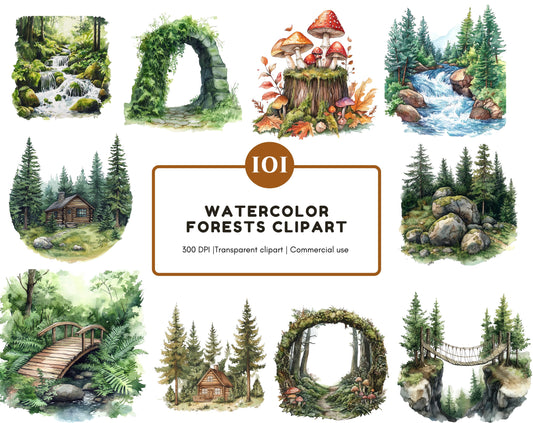 Forest Clipart png bundle, Watercolor Forest Clipart png, Woodland Images, Forest png, Woodland Transparent png, Forest High Quality png