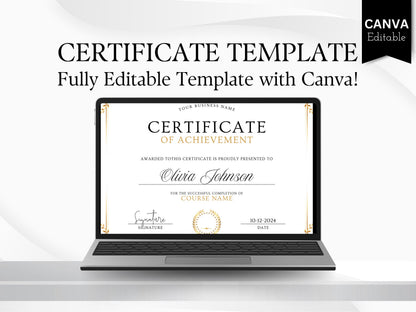 Editable Certificate Template: Professional Recognition Award (Digital Download)