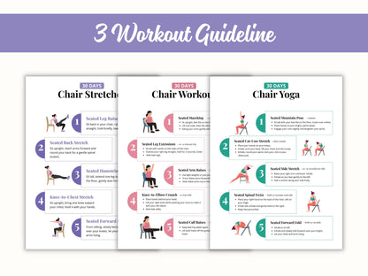 30-Day Chair Workout Bundle, Seated Exercise Guide (PDF)