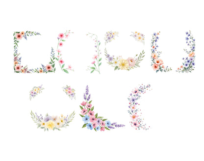 Watercolor Flowers Frame Border Clipart png Bundle, Frames Border Spring Flower Clipart, Floral Frame png, Flowers Clipart, Spring Flower