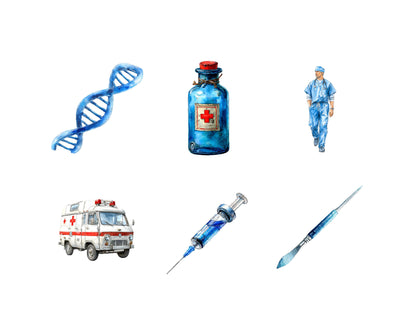 Medical Clipart png bundle, Watercolor medical Clipart png, Healthcare Clipart, Medical Equipment Clipart, Nurse Clipart, Medical Planner