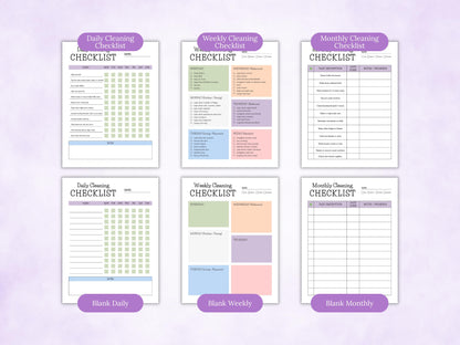 Planificateur de liste de contrôle de nettoyage pour les personnes atteintes de TDAH, stratégies de nettoyage modifiables (PDF)