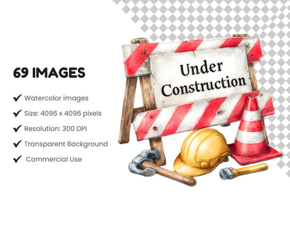 69 Construction Vehicle Clipart Bundle, Construction Vehicle png, Watercolor Vehicle Clipart, Construction Birthday, Birthday Party Decor