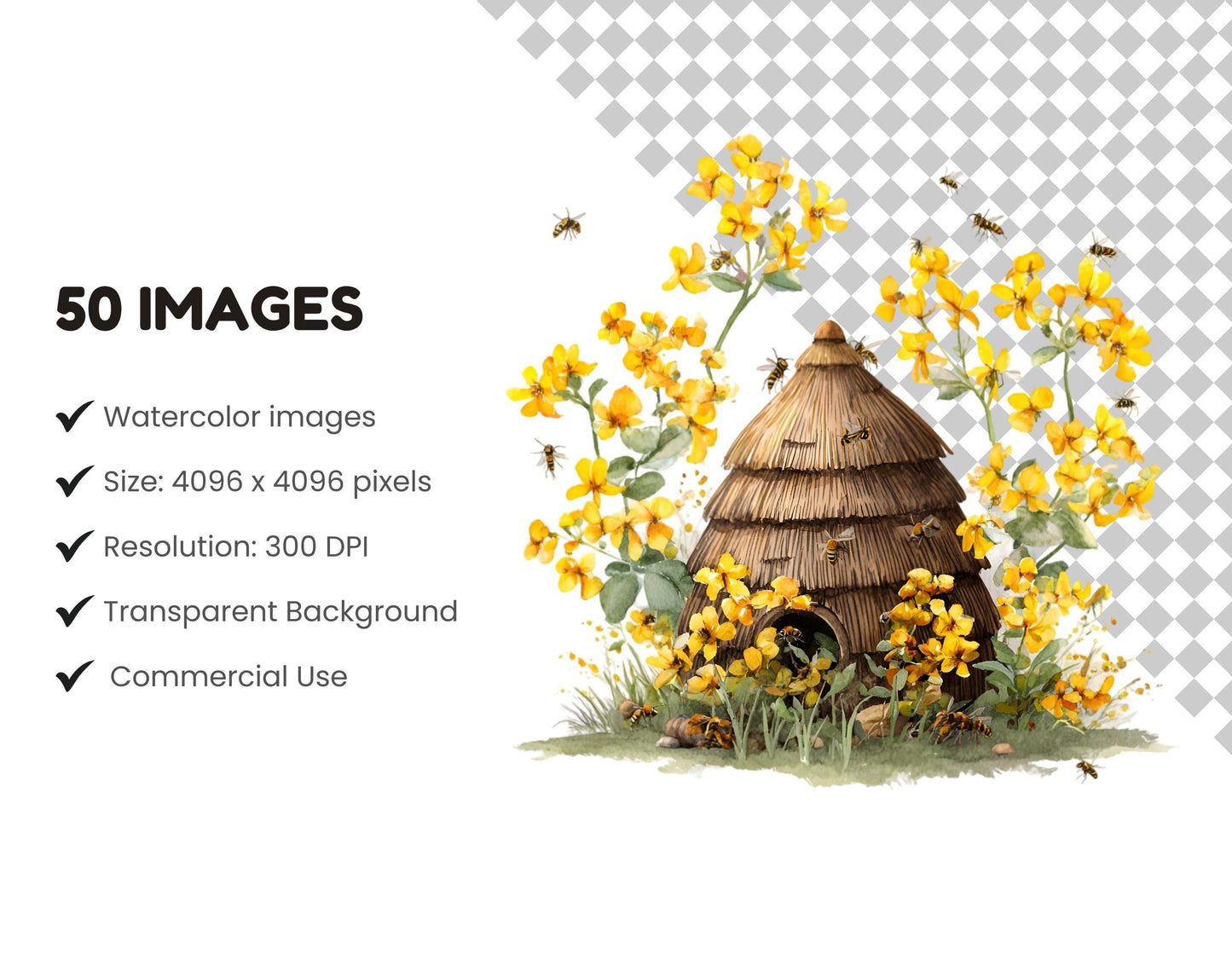 Watercolor Bee Clipart png Bundle, Bees And Wildflower Clipart, Honeycomb Clipart, Floral Wreath Clipart, Bee Clipart, Honey Bee Clipart