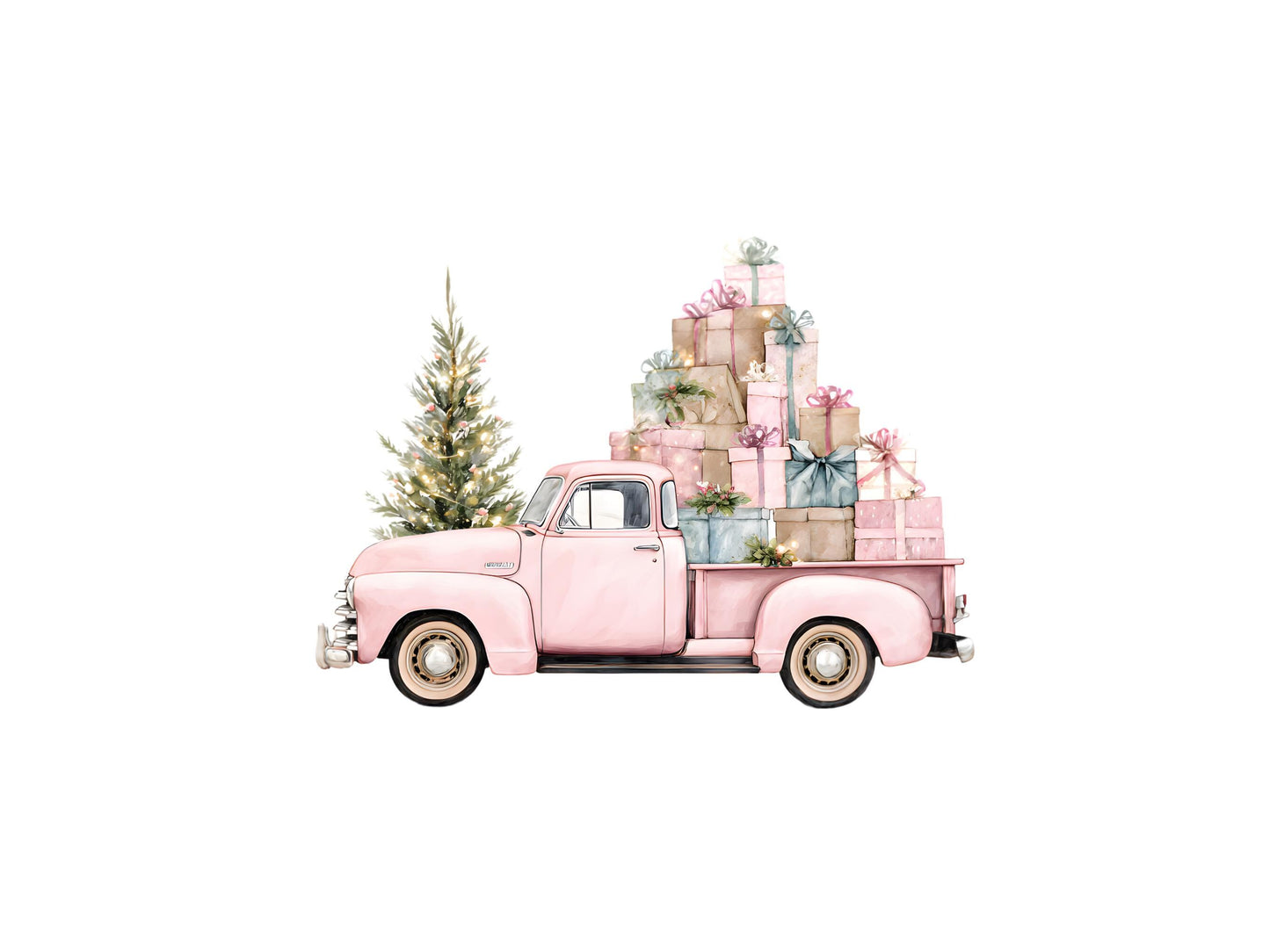 Pink Christmas Clipart Bundle, Watercolor Pink Christmas Clipart, Pink Christmas png, Christmas Clipart, Santa Clipart, Cozy Christmas