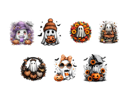 Halloween Ghost Clipart Bundle, Watercolor Ghost Clipart, Cute Ghost Clipart, Pumpkin Ghost Clipart, Autumn Ghost Clipart, Fall Ghost png