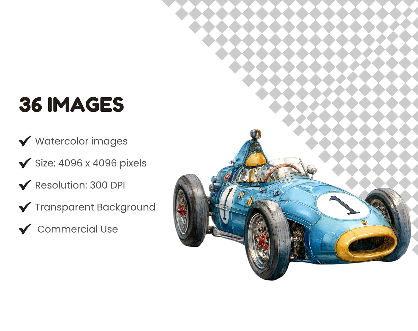 Watercolor Race Car Clipart Bundle, Baby Shower Graphics (Digital Download)