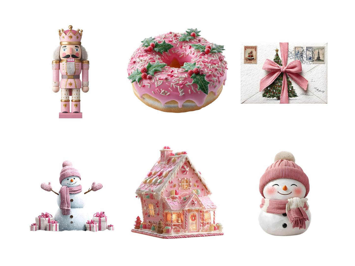 Watercolor Pink Christmas png Bundle, Pink Christmas Clipart, Cute Pink Christmas png, Cozy Pink Christmas Clipart, Winter Xmas Clipart