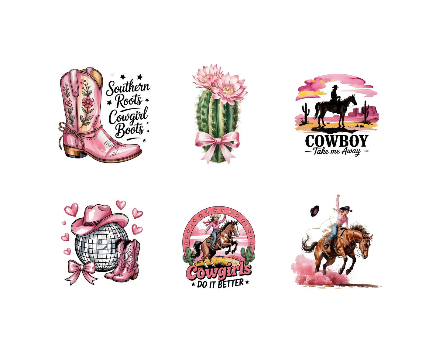 Western Cowgirl Clipart png Bundle, Western Coquette Clipart, Retro Western png, Western Cowgirl Sublimation Design, Rodeo Clipart png