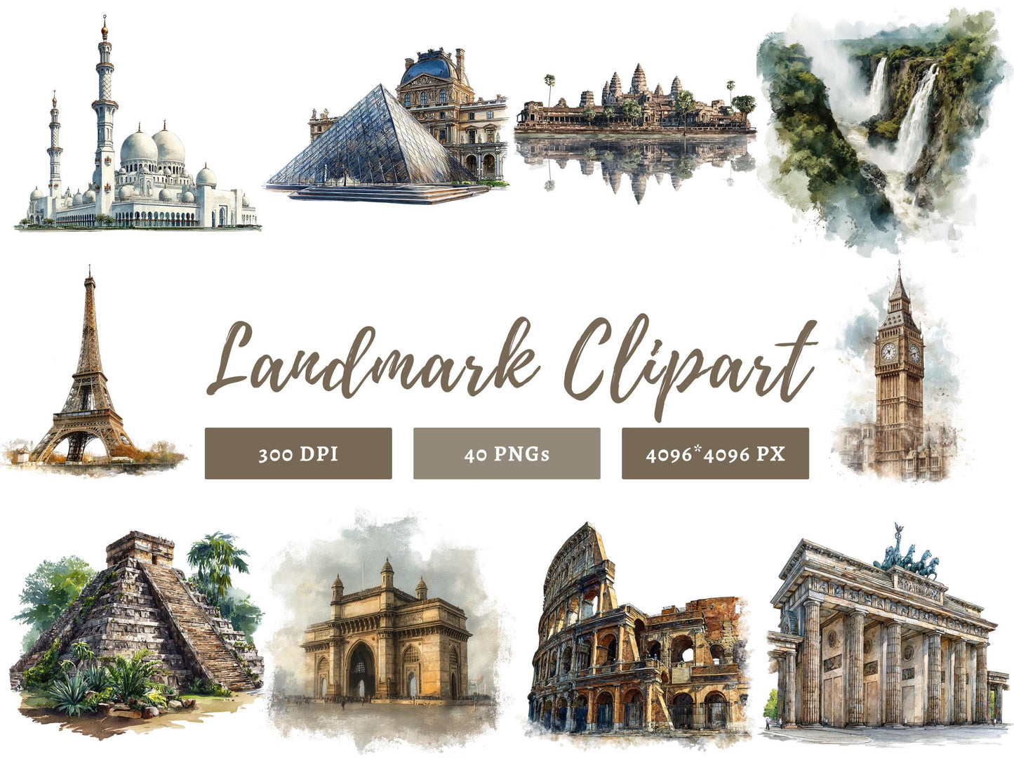 DIY Download Landmark Clip art Bundle