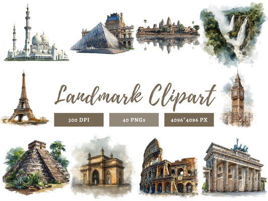 DIY Download Landmark Clip art Bundle