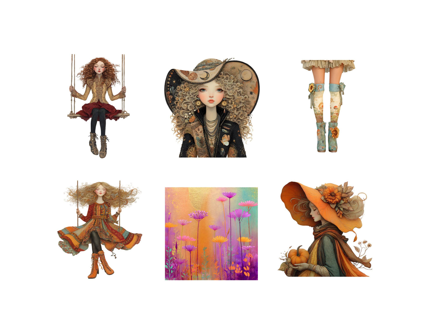 Herbstmädchen-Clipart-Bundle (PNG), Verspieltes Herbstmädchen-Clipart (PNG), Mädchen-Clipart (PNG), Niedliches Mädchen-Clipart, Modisches Mädchen-Clipart (PNG)