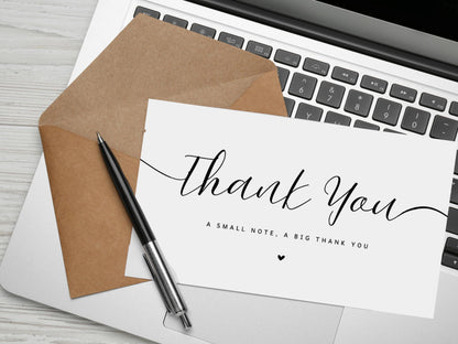 Minimalist Thank You Card Template: Editable Canva Design (3.5" x 2")