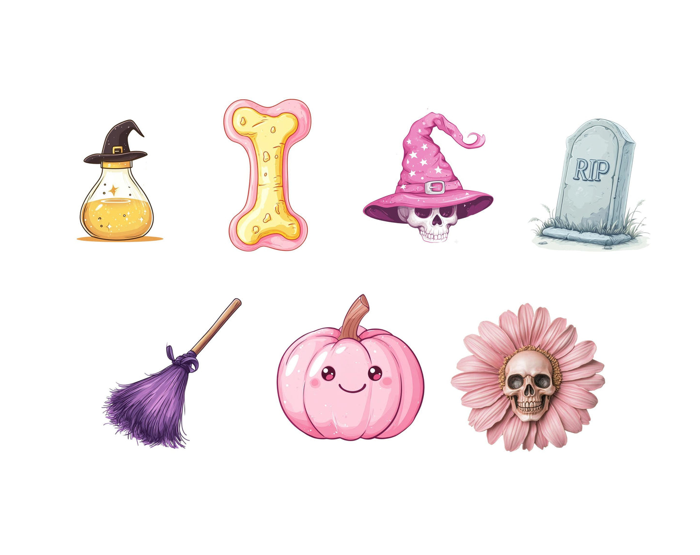 Watercolor Cute Halloween Clipart png Bundle, Halloween Clipart png, Pastel Halloween Clipart, Iridescent Halloween Clipart png, Ghost, Bat