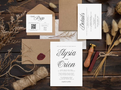 Minimalist Wedding Invitation Bundle: Editable Canva Template (Digital Download)