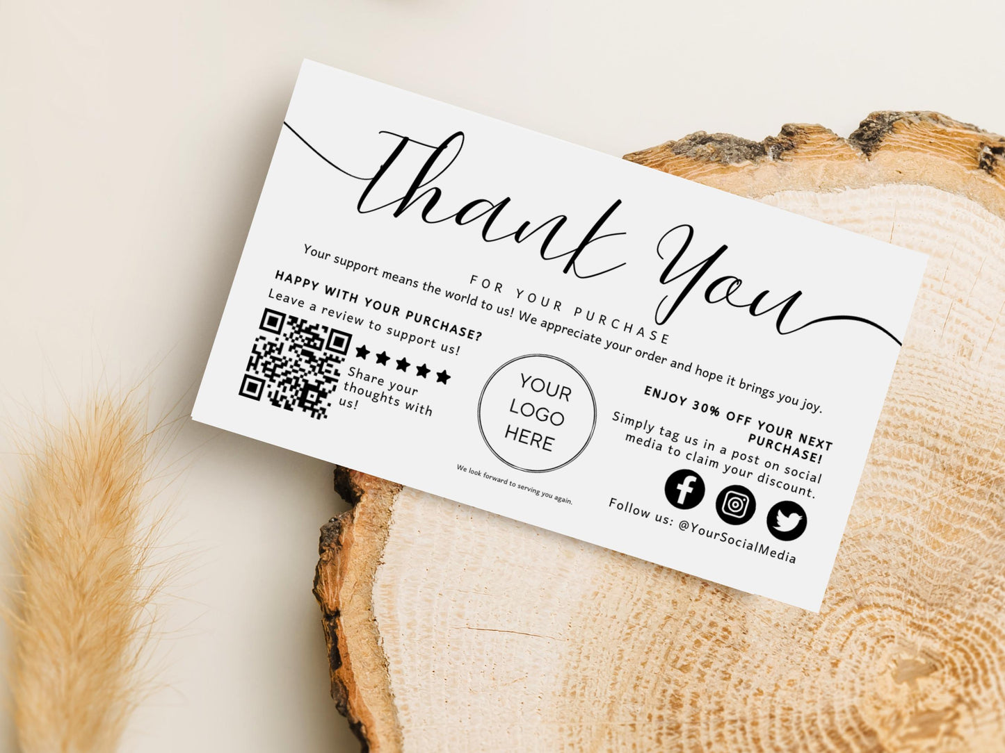 Customizable Thank You Card Template: DIY Business Marketing (Canva)