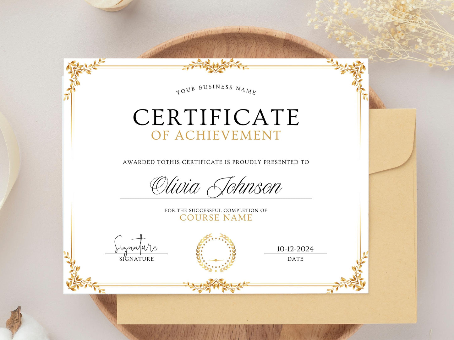 Editable Certificate Template: Professional Recognition Award (Digital Download)